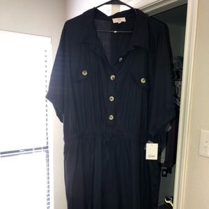 Plus size tie-waist shirt dress